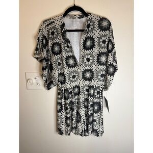 Norma Kamali Granny Square Printed Stretch Jersey Playsuit Size XS/34 NWT